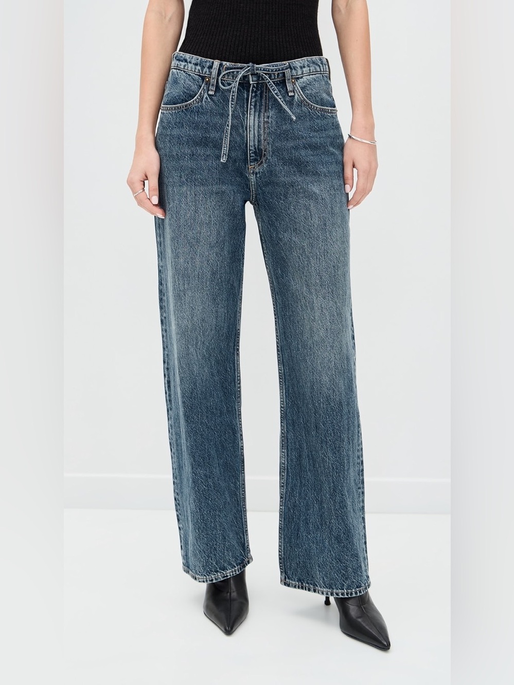 Rag and Bone Phoebe Drawstring Wide Jeans Size XS B591